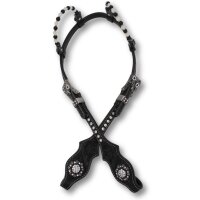 Kaltblut Zweiohr Westerntrense schwarz/weiß mit Perlen-Earloop
