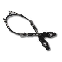 Kaltblut Zweiohr Westerntrense schwarz/weiß mit Perlen-Earloop