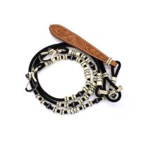 Nylon Romal Reins schwarz mit Buttons aus Rohhaut