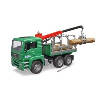 Bruder MAN TGA Holztransport-LKW mit Ladekran und 3...