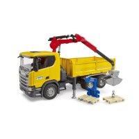 Bruder Scania Super 560R Baustellen-LKW Kran und 2 Paletten