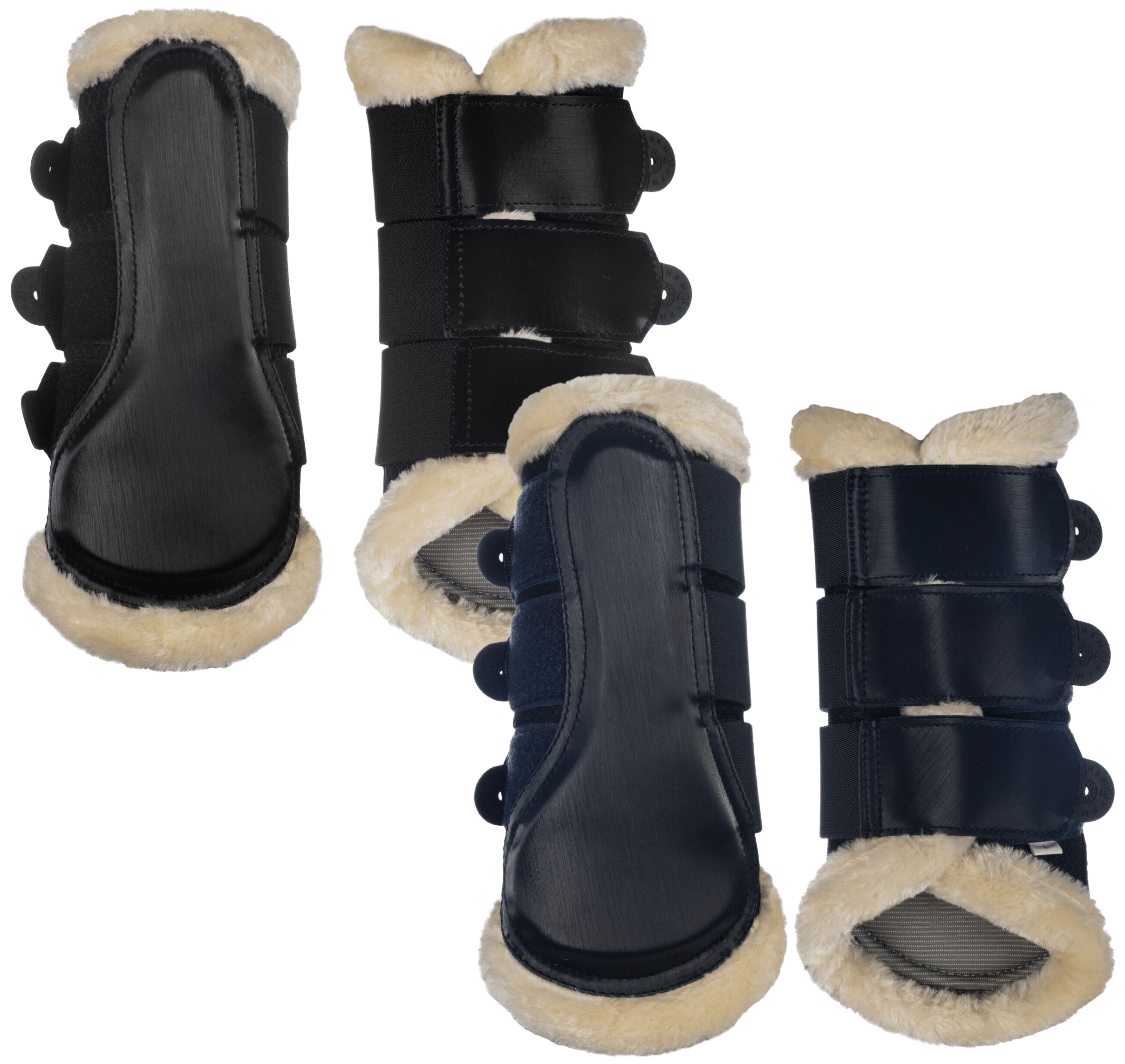 Zu sehen sind Reitsocken des selben Modells. Einmal in Dunkelblau und einmal in Schwarz.